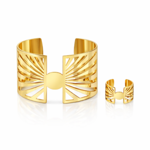 Elegant gold cuff and matching bracelet