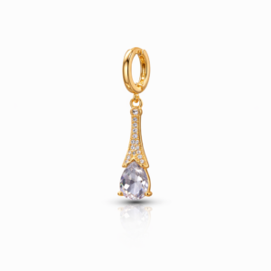 Gold drop earring with sparkling crystal gemstone