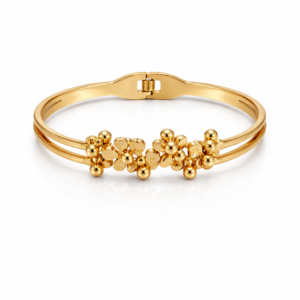 Elegant gold bangle with polished beads