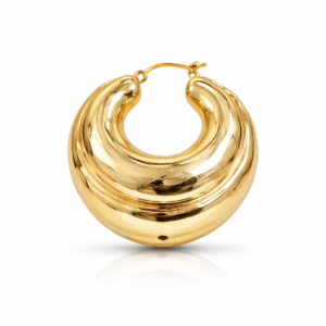 Bold gold hoop earring, high-polish curved design