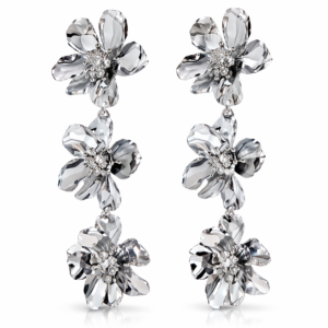 Drop earrings featuring layered crystal floral designs