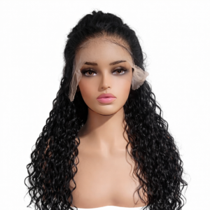 Curly Human Hair Blend Wig (13x4 Lace Frontal – #1B Natural Black)